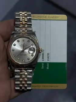 ROLEX 36MM DATEJUST 18K ROSE GOLD & STEEL JUBILEE DIAMOND DIAL FLUTED WATCH GIFT