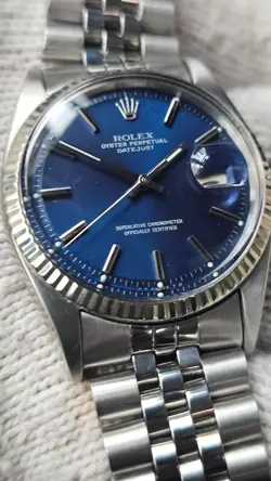 VINTAGE ROLEX DATEJUST 1601 BLUE DIAL MEN'S AUTOMATIC WATCH 1966