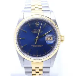 ROLEX DATEJUST 16233 18K GOLD COMBINATION MEN'S WATCH WITH BLUE DIAL 36MM