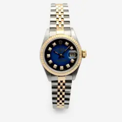 ROLEX DATEJUST 69173 COMBI 26 LADIES WATCH OMBRE BLUE DIAL AFTER SETTING TEN