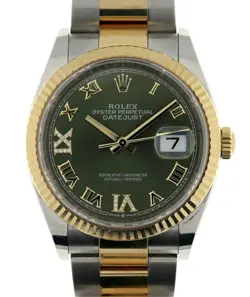 ROLEX DATEJUST 126233 OLIVE GREEN DIAMOND DIAL 36MM TWO TONE OYSTER WATCH