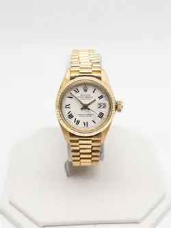 $25,000 ROLEX DATEJUST PRESIDENT 18K YELLOW GOLD WHITE LADIES WATCH SERVICED