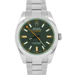 MINT ROLEX MILGAUSS BLACK GREEN STAINLESS STEEL AUTOMATIC 40MM 116400 GV WATCH