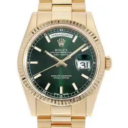 ROLEX DAY DATE 118238 GREEN BAR P NUMBER SECOND HAND MENS