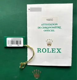 ROLEX 16200 GUARANTEE TAG WARRANTY DATEJUST MEN'S GARANTIE