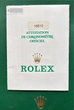 ROLEX 16610 SUBMARINER MEN'S GUARANTEE WARRANTY