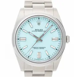 ROLEX OYSTER PERPETUAL 41 124300 TURQUOISE BLUE WARRANTY 2020 BOX/PAPER