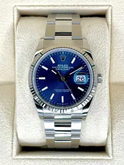 AUTHENTIC  ♛ROLEX✯ ✯DATE-JUST- 36MM STAINLESS STEEL ✯OYSTER- BLUE DIAL WATCH