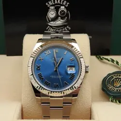 ROLEX DATEJUST 41 126334 AZZURRO BLUE FLUTED OYSTER 2024 COMPLETE SET