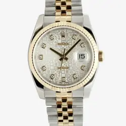 ROLEX DATEJUST 36 MEN'S COMBINATION WATCH SILVER DIAL COMPUTER DIAL DIAMOND 2006