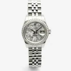 ROLEX DATEJUST 26 GRAY CRYSTAL 10-POINT DIAMOND STEEL WATCH 179384 136182024