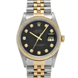 USED ROLEX DATEJUST 16233G BLACK CASE SIZE 35×35MM MEN'S WATCH #515726