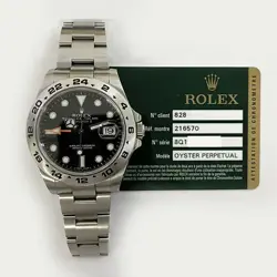 2015 ROLEX EXPLORER II, 42MM, STAINLESS STEEL, BLACK DIAL, 216570, BOX & PAPERS