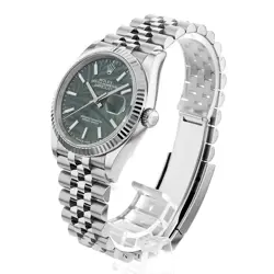 ROLEX DATEJUST 36 126234 OLIVE GREEN PALM MOTIF BAR 5 ROW JUBILEE 370065