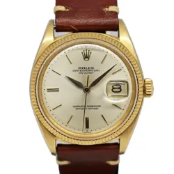 ROLEX DATEJUST 1601 71 61 SILVER YG LEATHER AUTOMATIC 137586