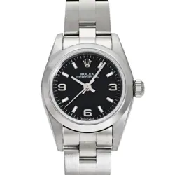 ROLEX OYSTER PERPETUAL 24 76080 BLACK ARABIC DIAL LADIES WATCH PRE-OWNED