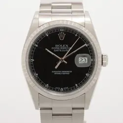 ROLEX DATEJUST 16220 SS SS AT BLACK DIAL 2 EXTRA LINKS