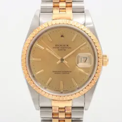 ROLEX OYSTER PERPETUAL DATE 15223 SS×YG SS×YG AT CHAMPAGNE-FACE