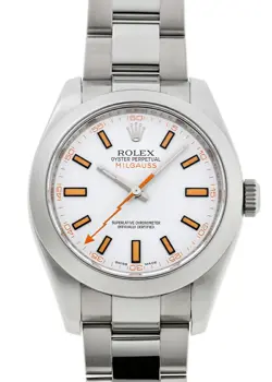 ROLEX OYSTER PERPETUAL MILGAUSS 116400 SS WHITE DIAL AUTOMATIC BRACELET USED