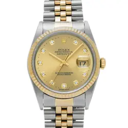ROLEX 5/27  DATEJUST 16233G NO. 1997 MANUFACTURED CHAMPAGNE/DIAMOND WATCH R45_05