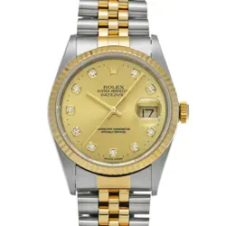ROLEX 5/27  DATEJUST 16233G P NUMBER 2000 MANUFACTURING CHAMPAGNE/DIAMOND WATCH