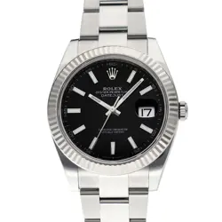 ROLEX 5/27  DATEJUST 41 126334 RANDOM SERIAL BRIGHT BLACK WRISTWATCH R45_0526