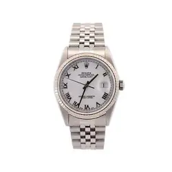 ROLEX DATEJUST 36MM WHITE DIAL WATCH 16234