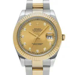 ROLEX 5/27  DATEJUST II 116333G RANDOM SERIAL CHAMPAGNE/DIAMOND WATCH R45_0526