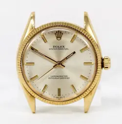 MENS ROLEX OYSTER PERPETUAL 6567 18K GOLD 34MM 1957 AUTOMATIC VINTAGE