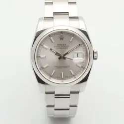 ROLEX DATEJUST 36 STEEL MEN'S WATCH 116200 SILVER DIAL BATON INDEX 2011