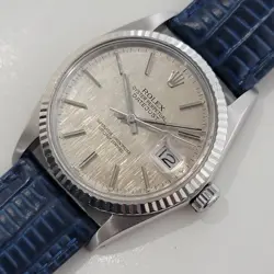 ROLEX DATEJUST 16014 36MM MENS 18K SS LINEN DIAL AUTOMATIC 1970S VINTAGE RA483B
