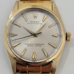 ROLEX OYSTER PERPETUAL 1014 W PAPER 1960S MENS 34MM AUTO GOLD CAPP VINTAGE RA236