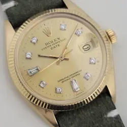 ROLEX OYSTER DATE 1503 34MM 14K GOLD MENS AUTOMATIC 1970S DIAMOND DIAL NA112G