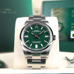 FULLY LINKED COMPLETE SET GREEN DIAL ROLEX OYSTER PERPETUAL 36 126000