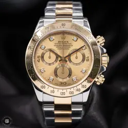 ROLEX DAYTONA YELLOW GOLD & STEEL 40MM CHAMPAGNE WITH FACTORY DIAMONDS | MINT!