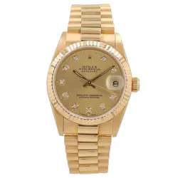 ROLEX DATEJUST MIDSIZE PRESIDENT 18K SOLID YELLOW GOLD WATCH ALL FACTORY 31MM