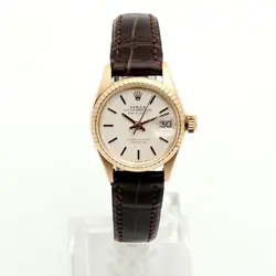 ROLEX DAY-DATE 26 YELLOW GOLD LEATHER WATCH 6517 VINTAGE 1970 111012116