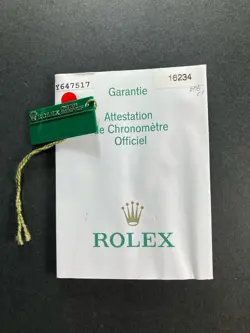 ROLEX GARANTIE Y SERIAL NUMBER 2002 16234 DATEJUST PAPER 888 16233
