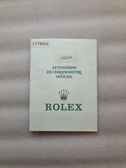 7 ROLEX DATEJUST 16234 GUARANTEE CERTIFICATE E