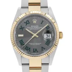 ROLEX DATEJUST 36 126233 SLATE (GREY) GREEN ROMA 3-ROW OYSTER BRACELET RANDO...