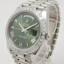 ROLEX Day-Date 40 228396TBR Olive Green 18.5cm PT Men's Watch Working C005959
