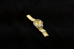Rolex Lady-Datejust 69138 Gold President Bracelet with Gold and White Bezel
