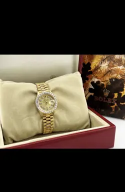 Rolex Lady-Datejust 69138 Gold President Bracelet with Gold and White Bezel