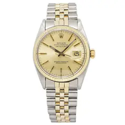 ROLEX DATEJUST 16013 18K YG TWO TONE JUBILEE CHAMPAGNE DIAL AUTO UNISEX 36MM
