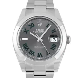 ROLEX DATEJUST41 126300 GRAY GREEN ROMAN 3-ROW BRACELET #099