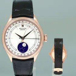 MINT 2019 PAPERS ROLEX CELLINI MOONPHASE WHITE ROSE GOLD 39MM LEATHER 50535