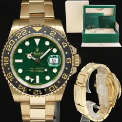 2016 MINT ROLEX GMT-MASTER II 2 CERAMIC GREEN DIAL 116718 YELLOW GOLD WATCH BOX