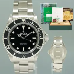 2000 PAPERS ROLEX SUBMARINER NO-DATE 2 LINE DIAL 14060 STEEL BLACK 40MM WATCH