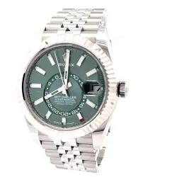 ROLEX 2025 SKY-DWELLER 336934 MINT GREEN DIAL STAINLESS WATCH W/ BOX AND PAPERS