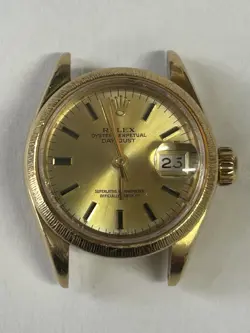 ROLEX DATEJUST 69278 18K GOLD BEZEL FACE ONLY NO BAND GLASS SCRATCHED 1984-85